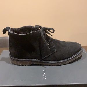 Vince Black Suede Shearling Lined Ankle Boot. 7